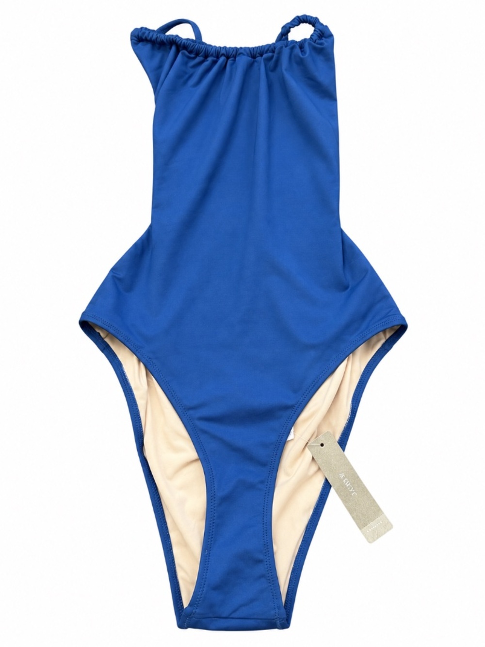 NWT J.Crew Blue Lace-Up Open Back One Piece Swimsuit Size Small
